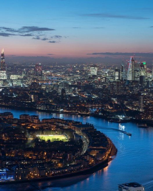 The London skyline at dusk